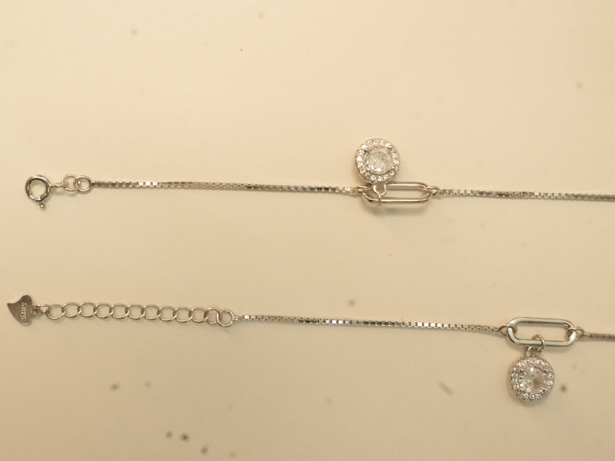 Spring ring clasp and extender chain with a heart tag on the paperclip link payal.
