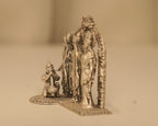 Angled view of the antique silver Ram Darbar, showing the depth of the arch and Hanuman at the front.