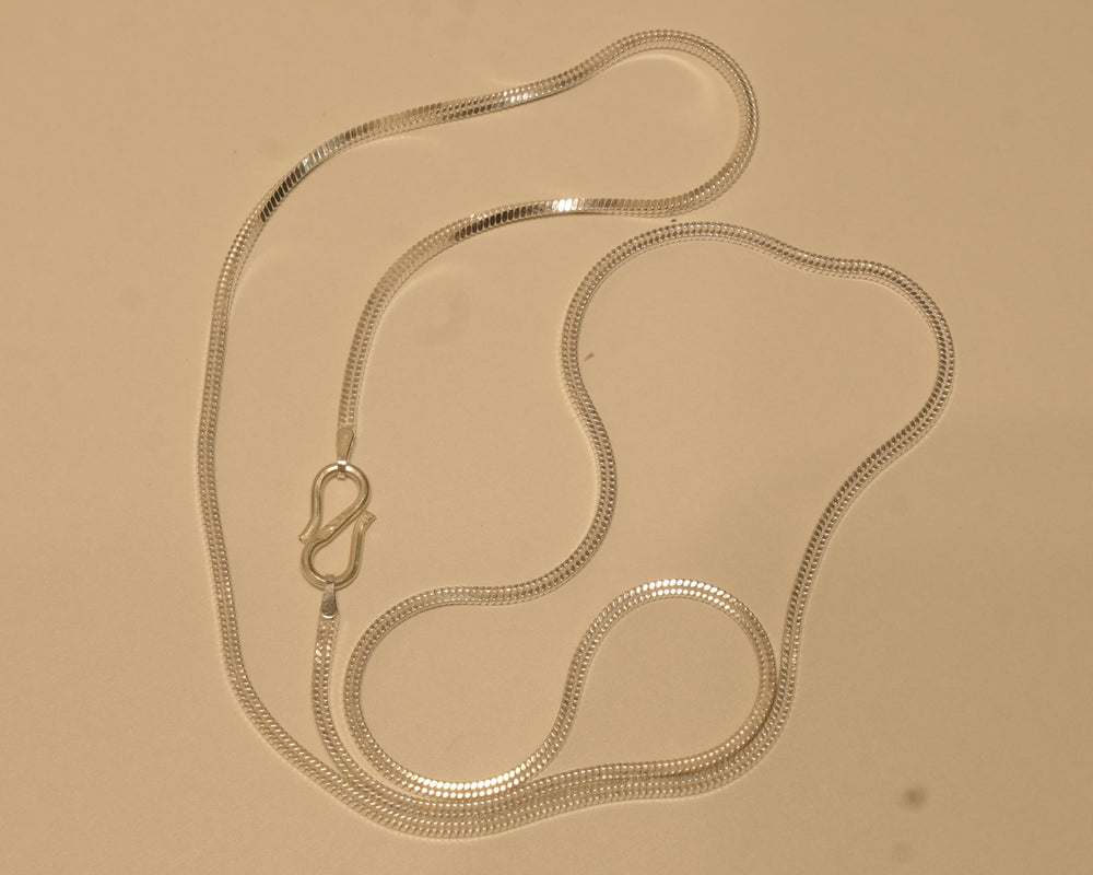 Silver Flat Snake Chain with an S Hook