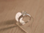 Side view of the American Diamond solitaire, showing the pave set shoulders.