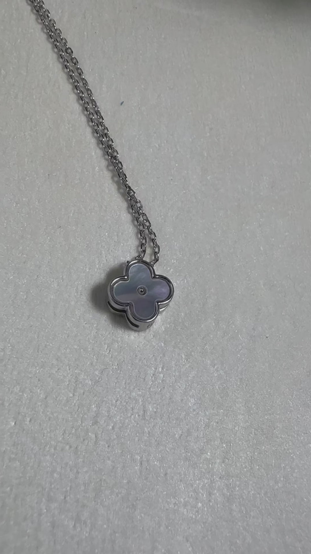 Mother of Pearl Clover Slider Silver Necklace