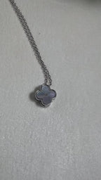 Mother of Pearl Clover Slider Silver Necklace