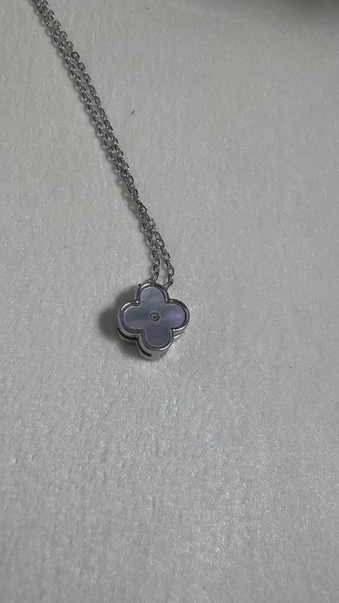 Mother of Pearl Clover Slider Silver Necklace
