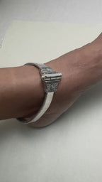 Rajwadi Silver Payal with Oxidised Caps and Pin Clasp