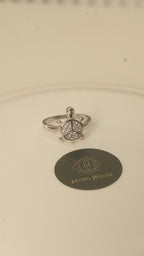 Good Luck Small Tortoise Ring with American Diamond Shell