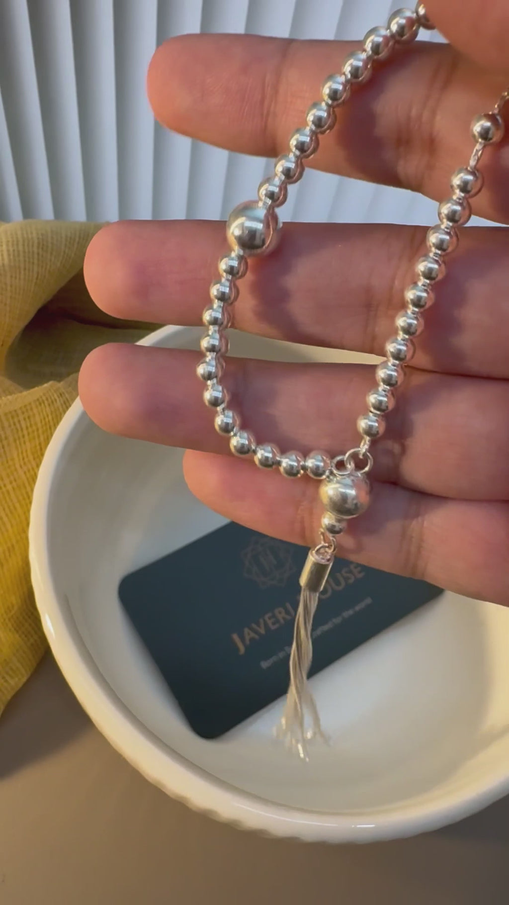Laddu Gopal Silver Bead Mala with Tassel