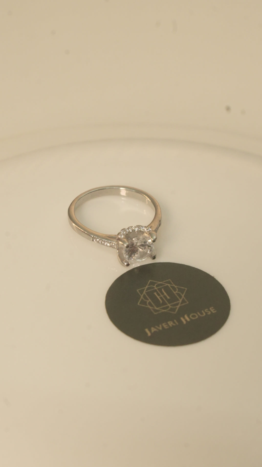 American Diamond Solitaire Ring with Pave Shoulders