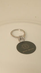 American Diamond Solitaire Ring with Pave Shoulders