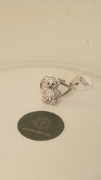 Teddy Bear American Diamond Ring with Pink Heart