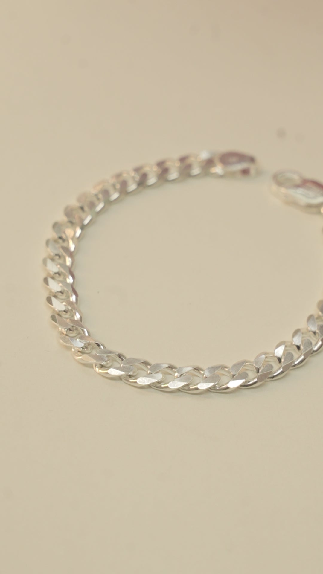 Men's Flat Curb Chain Silver Bracelet