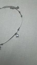Princess-Cut American Diamond Drop Silver Anklet