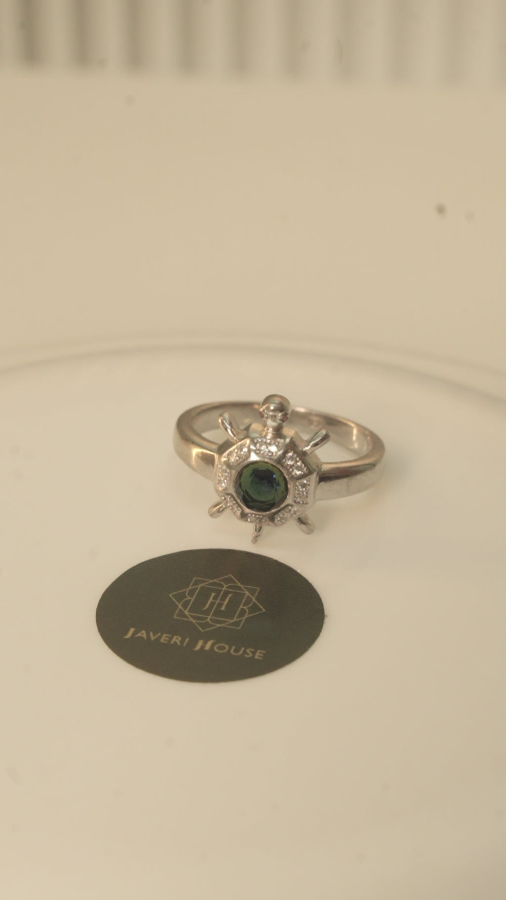 Good Luck Octagon Tortoise Ring with Deep Blue Stone