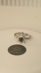 Good Luck Octagon Tortoise Ring with Deep Blue Stone
