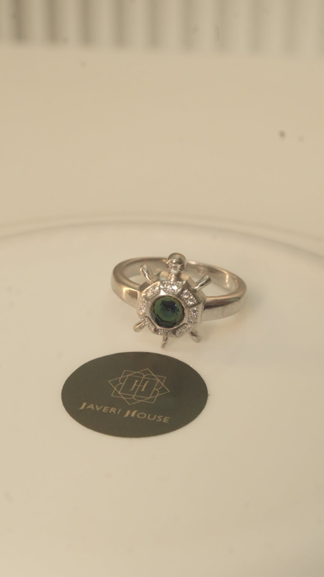 Good Luck Octagon Tortoise Ring with Deep Blue Stone