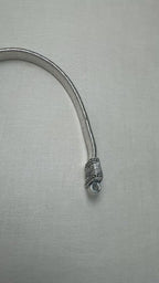 Rajwadi Silver Payal with Oxidised Caps and Pin Clasp
