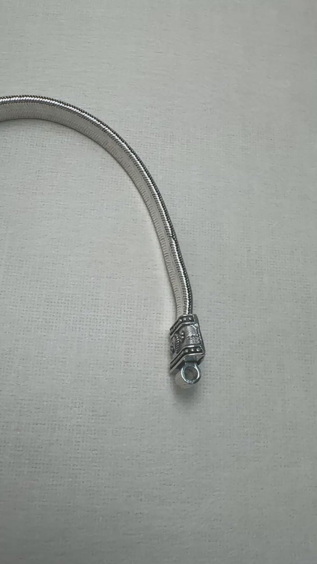 Rajwadi Silver Payal with Oxidised Caps and Pin Clasp