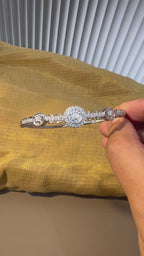 Triple Crown Silver Bangle Bracelet with American Diamonds