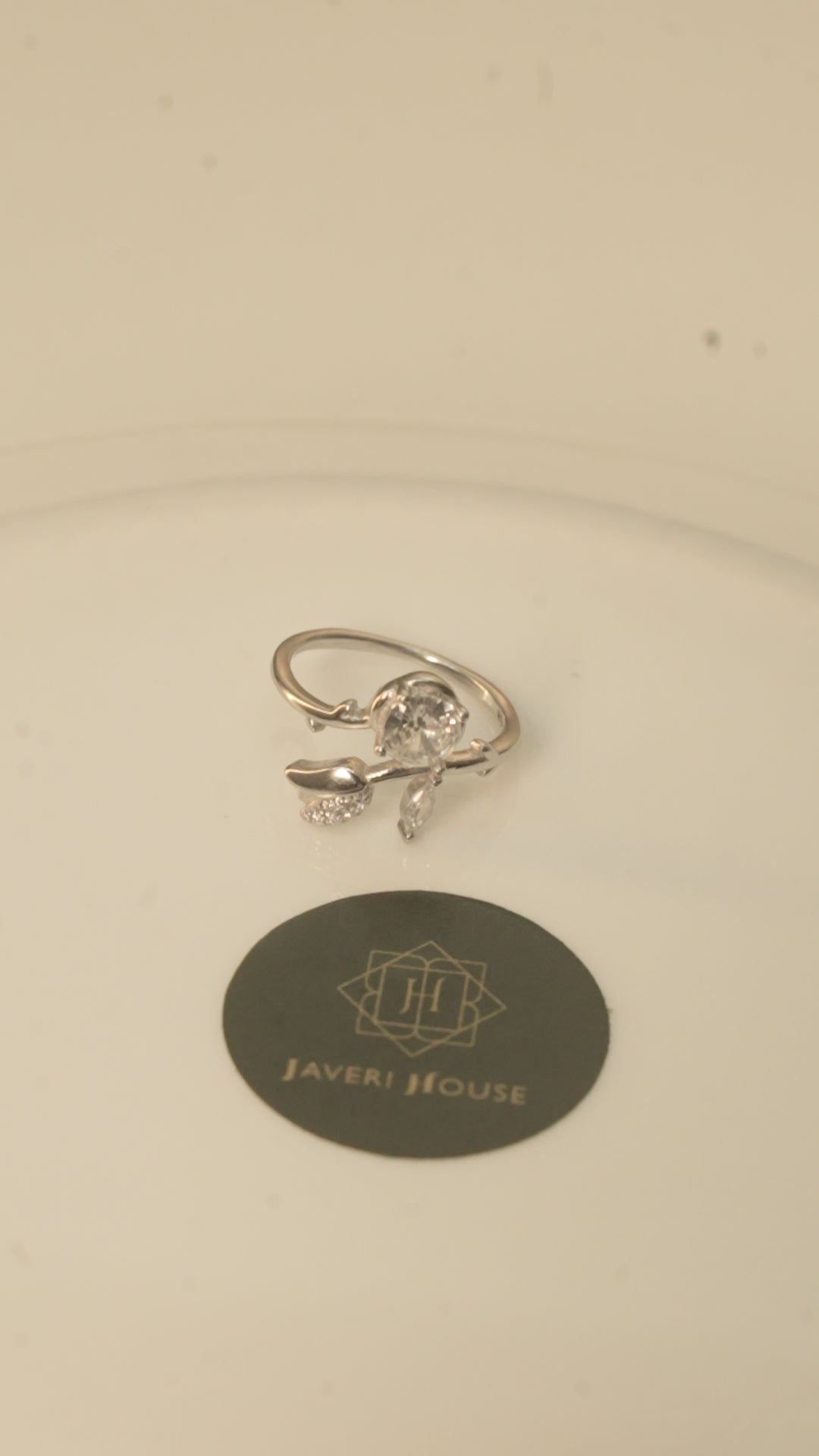Tulip Bud American Diamond Bypass Ring