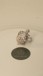 Good Luck Tortoise Ring with American Diamond Pave Shell