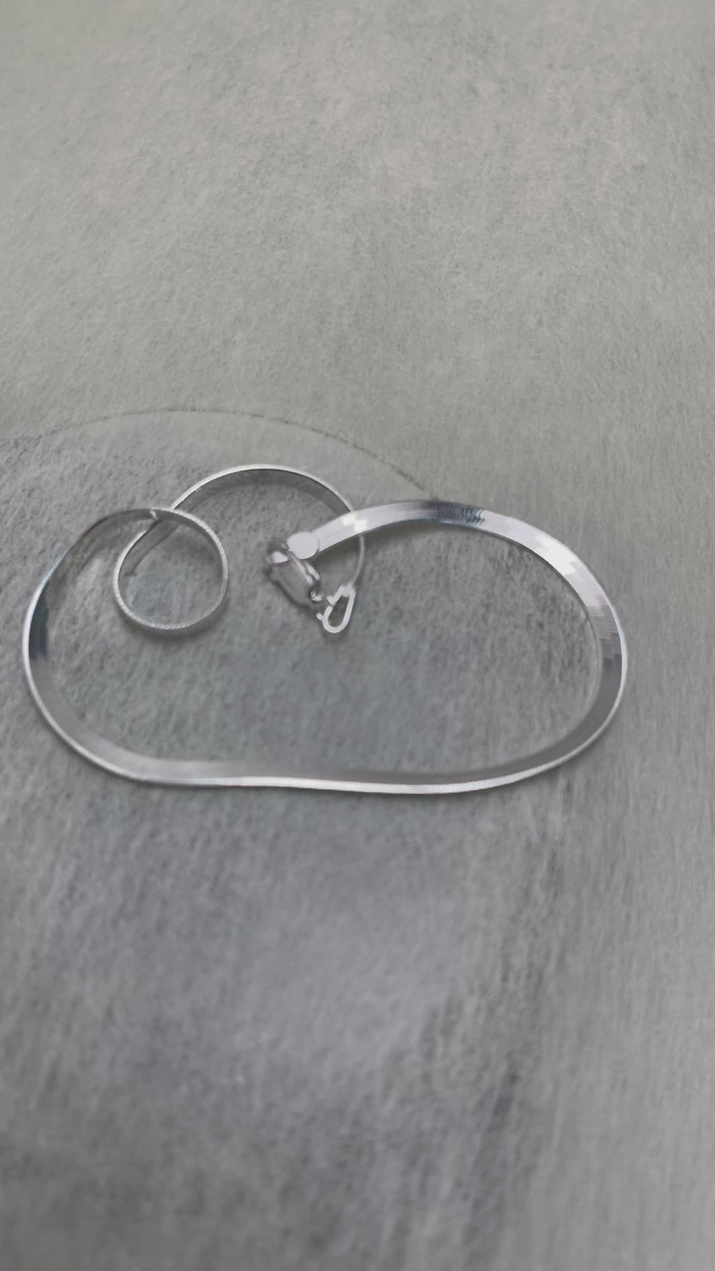 Flat Herringbone Silver Anklet