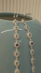 Oval Halo Silver Payal with Pink and Green Stones, a Modern Take on a Traditional Design