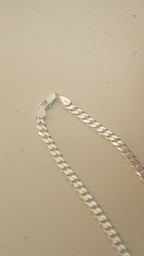 Men's Heavy Flat Curb Silver Chain